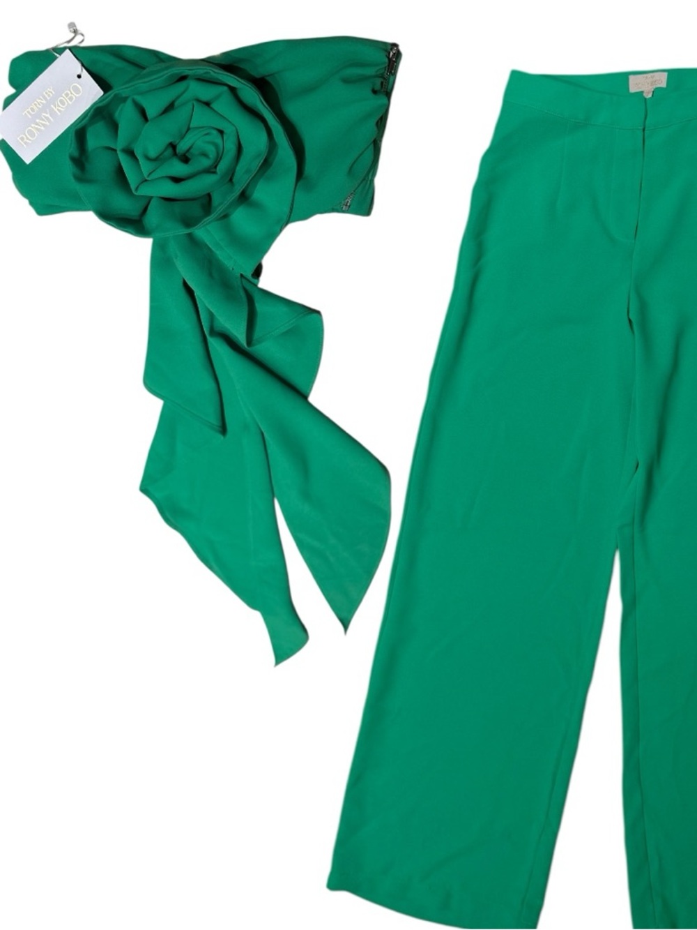 NWT Torn by Ronny Kobo Max Floral Rosette Matching Set Green Size Small S